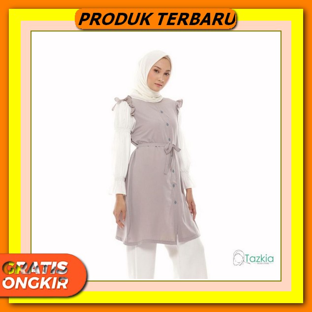 Tunik Cardigan Wanita Motif Kotak Kotak Katun Rayon Lengan Panjang Putih Baju Atasan Wanita Panjang 
