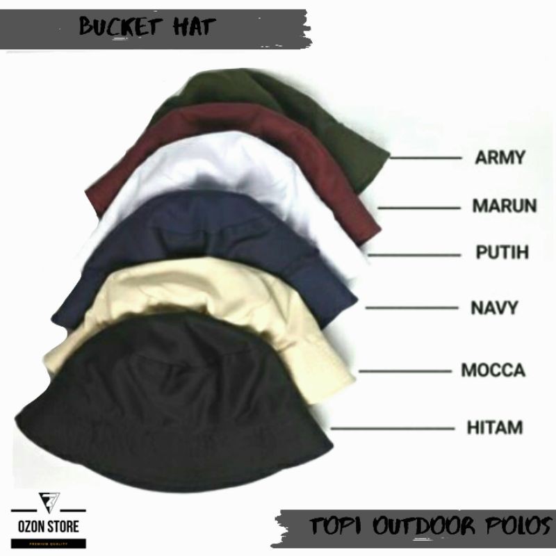 Topi BUCKET HAT Polos Topi Polos Kupluk Topi Pantai Topi Distro Pria Topi Gunung Outdor Topi Pancing