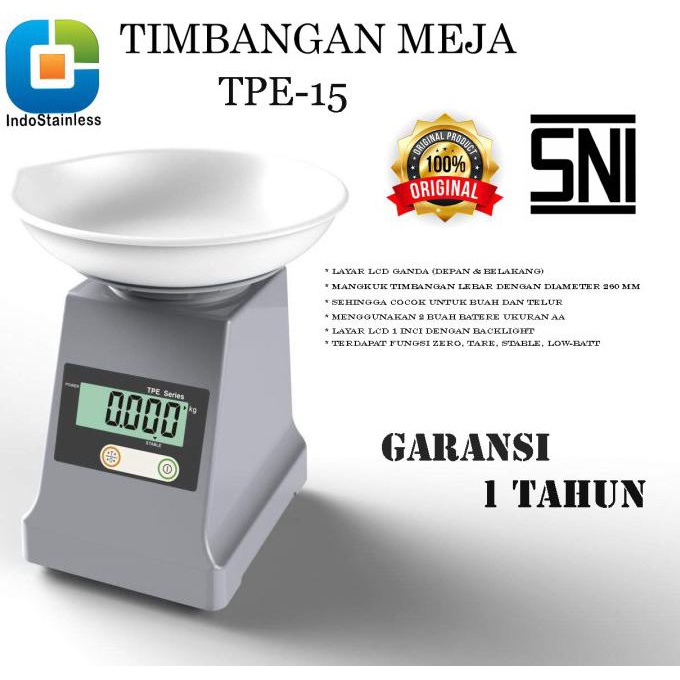 Timbangan Buah Digital Tpe Simple Weighting Kapasitas 15 Kg - Tpe-15 Kak_Olip
