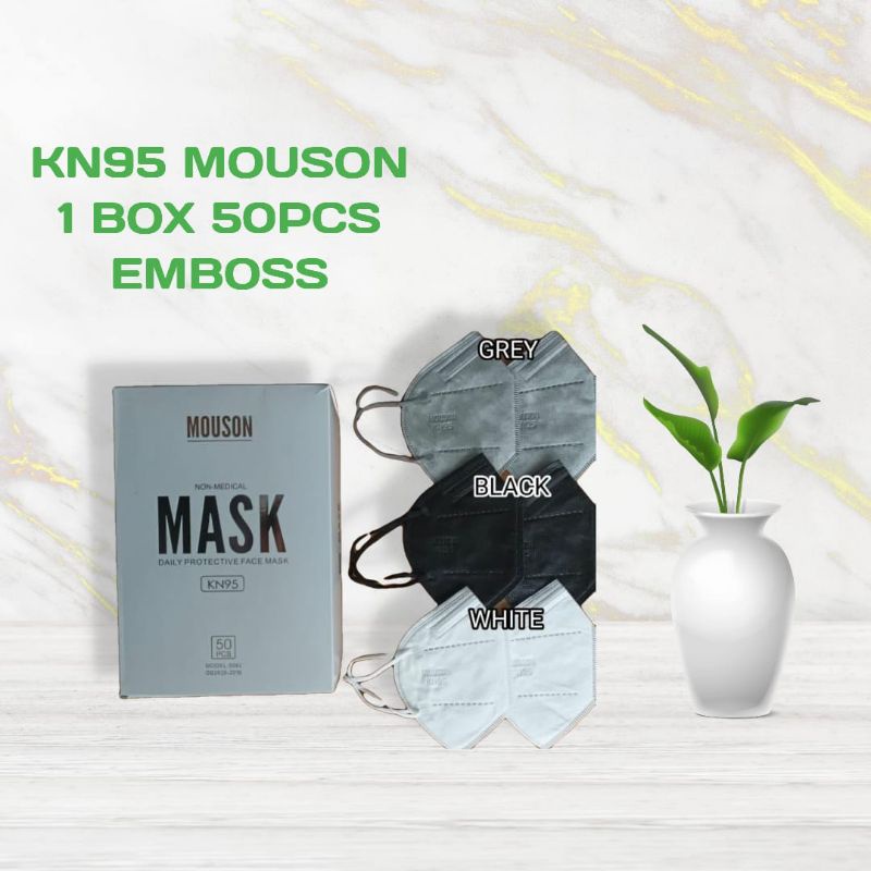 premium masker  KN95 Mouson 1 box isi 50 pcs original emboss 5ply