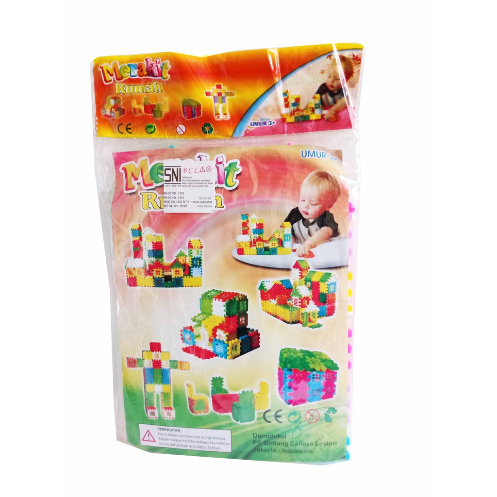 Mainan edukasi block brick puzzle karet - Puzzle Rumah