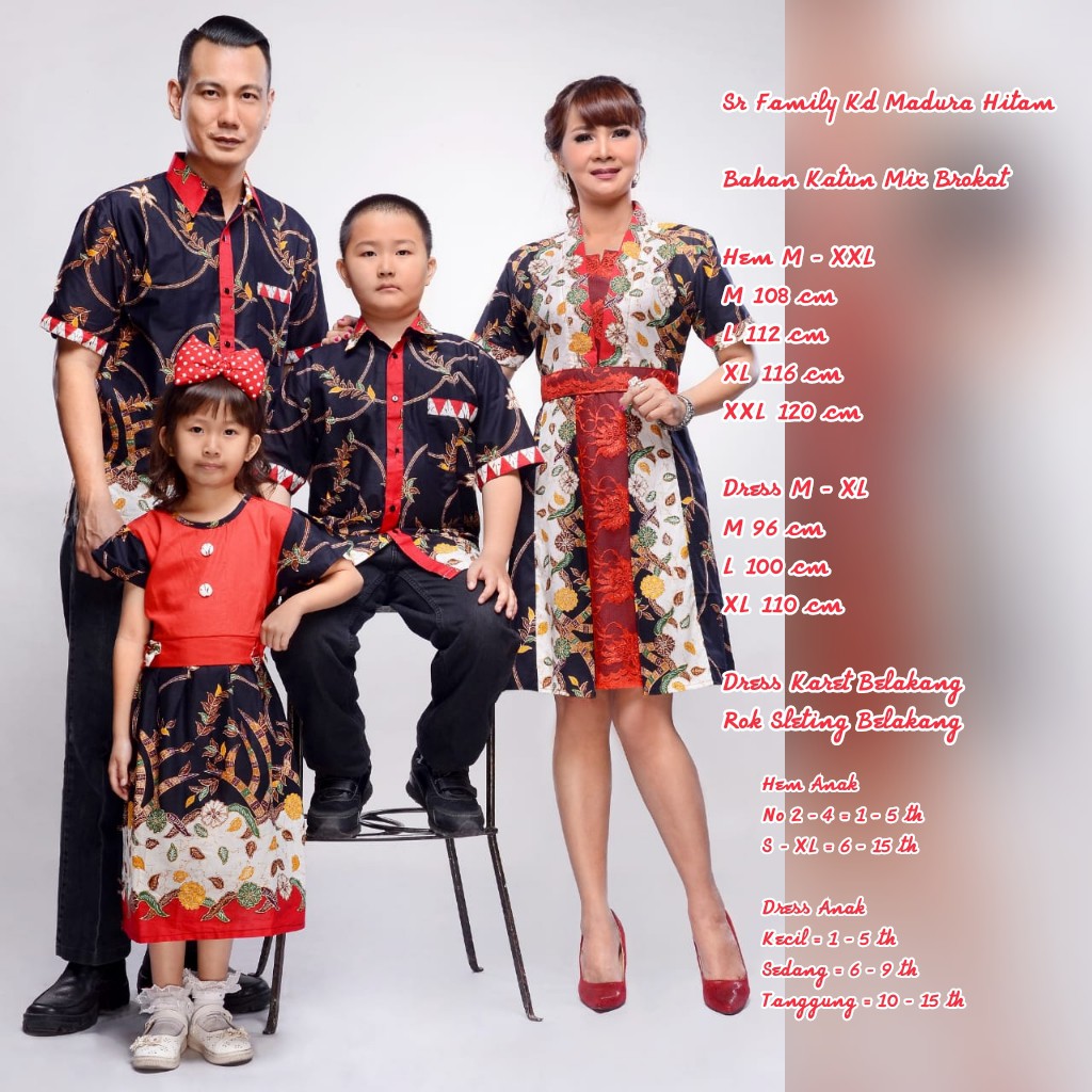 Batik Nusantara Couple Family Dress Krisdayanti (KD) Madura Hitam / batik keluarga / OOTD kondangan