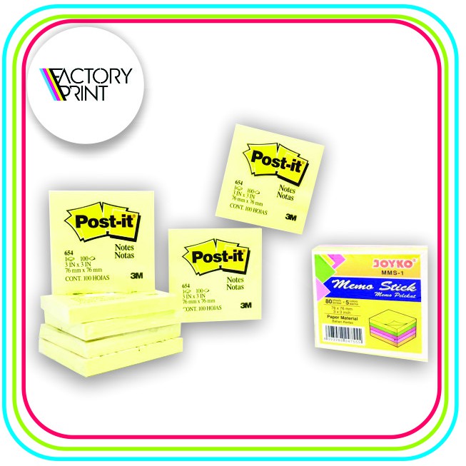 

MEMO STICKY NOTE POST IT 3M 654 KUNING