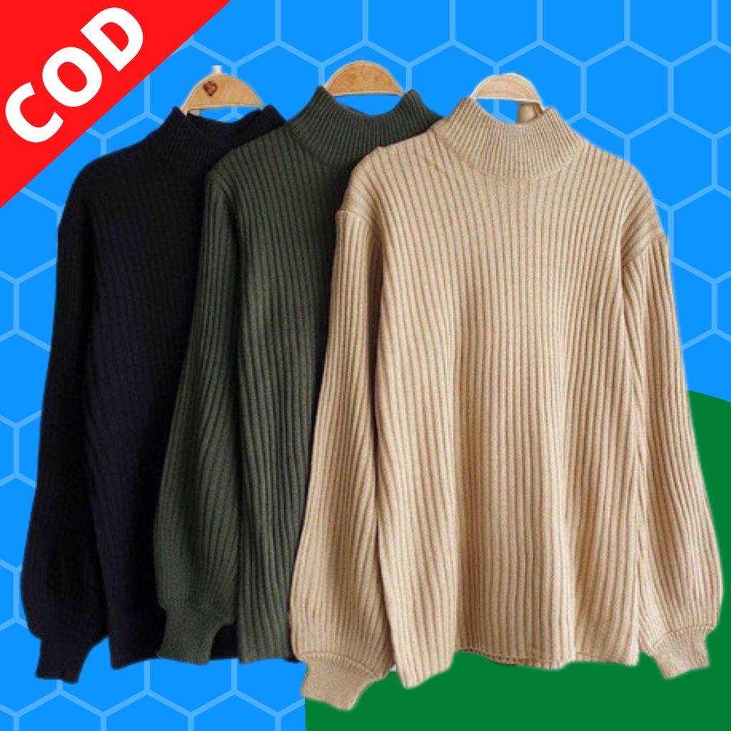 Baju Sweter Atasan Suwiter Kardigan Luaran Wanita Switer Anget Hangat Sweater Rajut Kekinian Oversiz