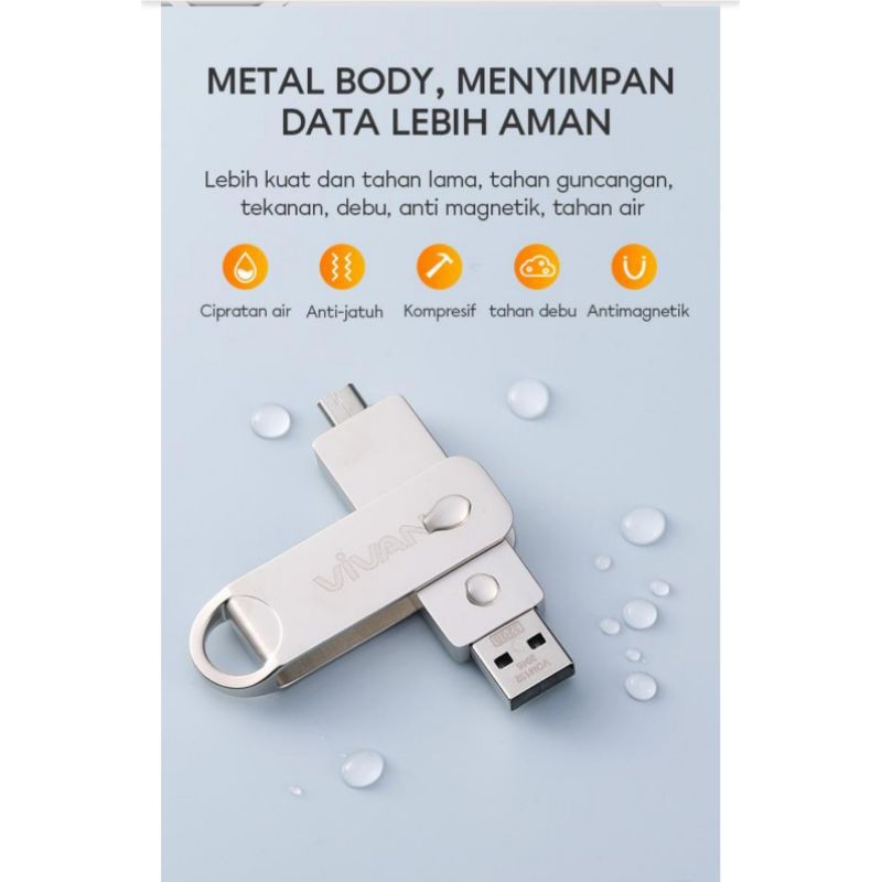 Flashdisk OTG VIVAN VOC164 64GB Untuk Semua Hp Original Garansi Resmi