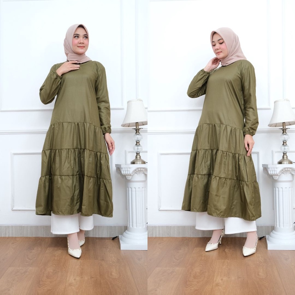 PERSIK TUNIC SUSUN REMPLE /LONG TUNIC WANITA TERBARU