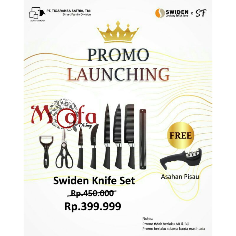 Swiden Knife Set / Set Pisau Magnet free alat pengasah pisau