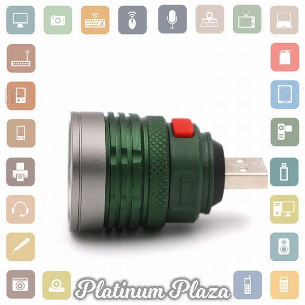 Senter LED USB Zoomable Mini Handy Flashlight 800 Lumens - Army Green`FE7CKG-