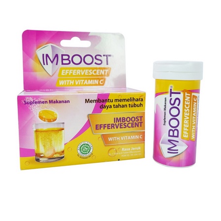 Imboost effervescent with vitamin C rasa jeruk 8tablet Untuk Imun Tubuh Imbost Imbust