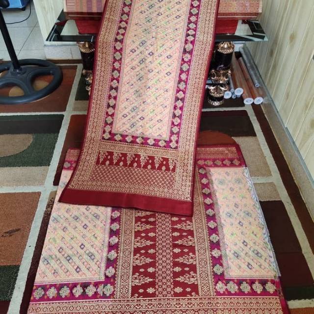 songket asli sutra tenun palembang 3D pulir limar ori kristal berlian tr