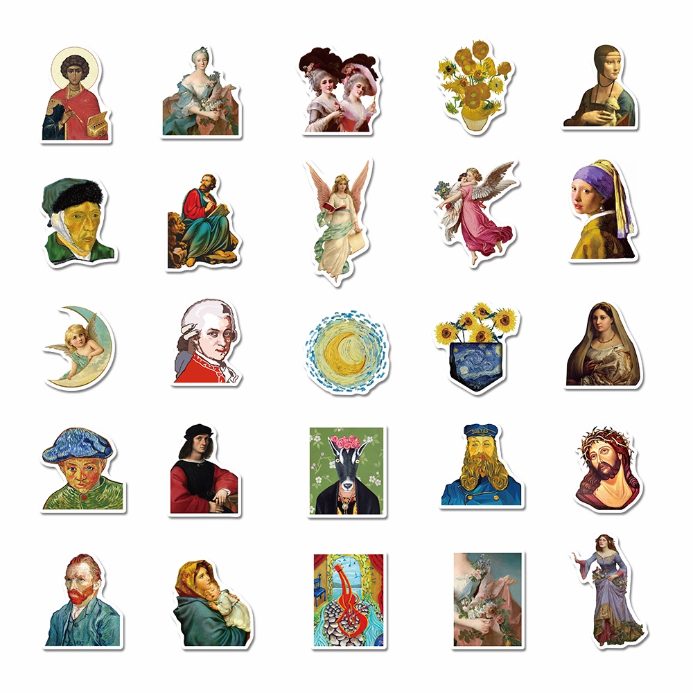 50pcs artist famous painting stickers personalized art hand account stickers toy laptop water cup decoration waterproof stickers