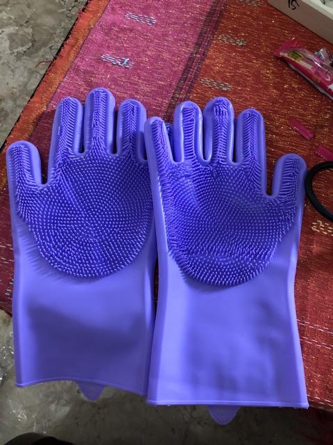 (sepasang) Sarung Tangan Cuci Piring Magic Silicone Cleaning Gloves Anti Panas