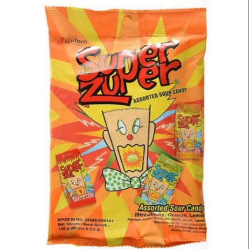 

Permen Zuper Zuper Assorted Sour Candy bag isi 50 pcs