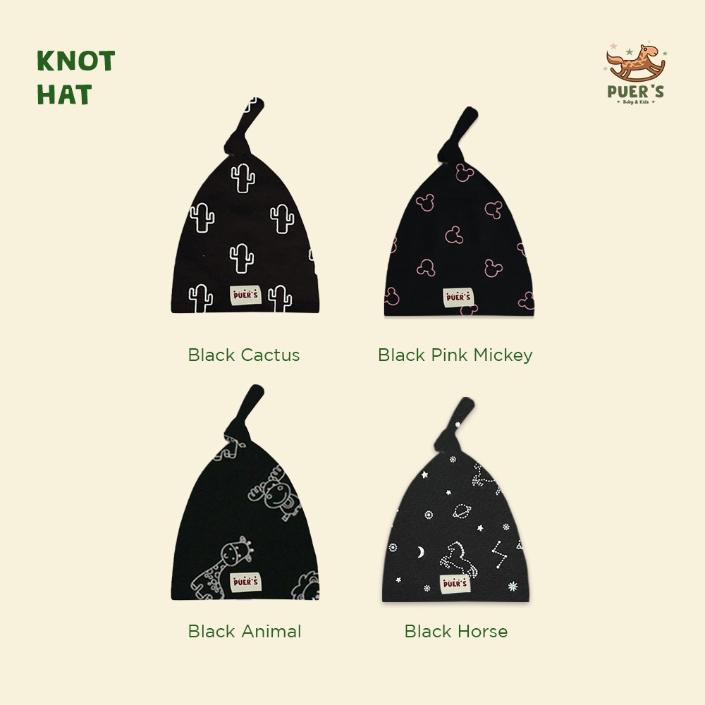 KNOT HAT NEWBORN (TOPI BAYI) PUER’S MOTIF (CODE AWALAN HURUF A-B)
