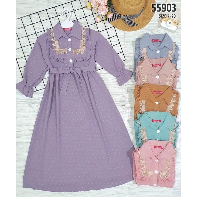 GROSIR 3PCS GAMIS/LONG DRESS BY KIDS CATHERINE SZ 468 (4-6THN)