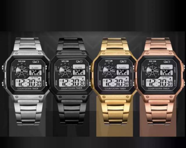 Jam Tangan Pria/Wanita Kasual Digital Kotak Rantai AE-1200