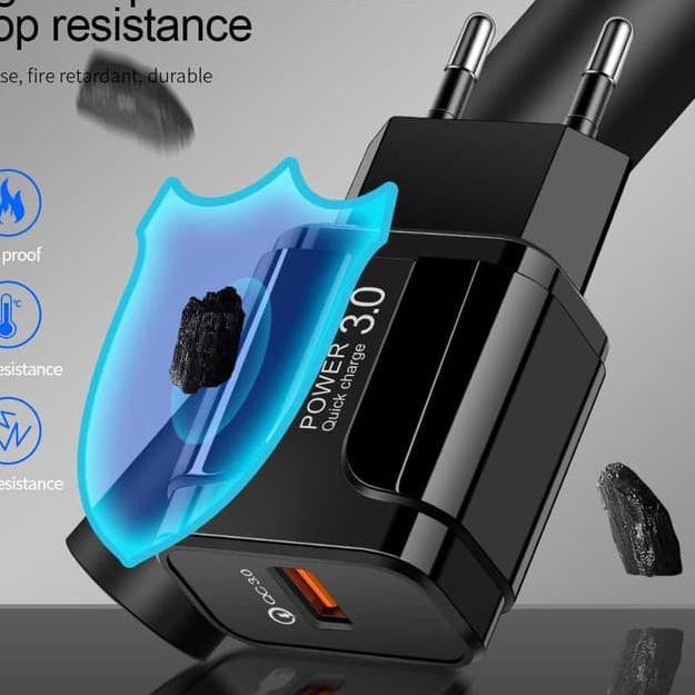 Charger quick Charging qualcoom Port  3.0 3A 3 amper Batok Cas 18W SLS-002 Grab Medan