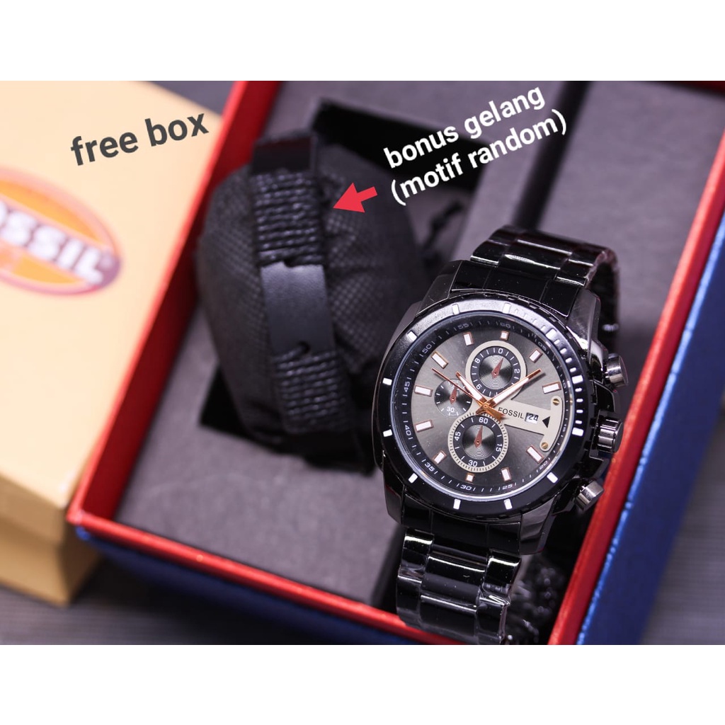 Grosiran Jam Tangan Pria F45110EV Analog Strap Stainless Steel Tanggal Aktif Chrono Off Include Box Jam Tangan (COD)