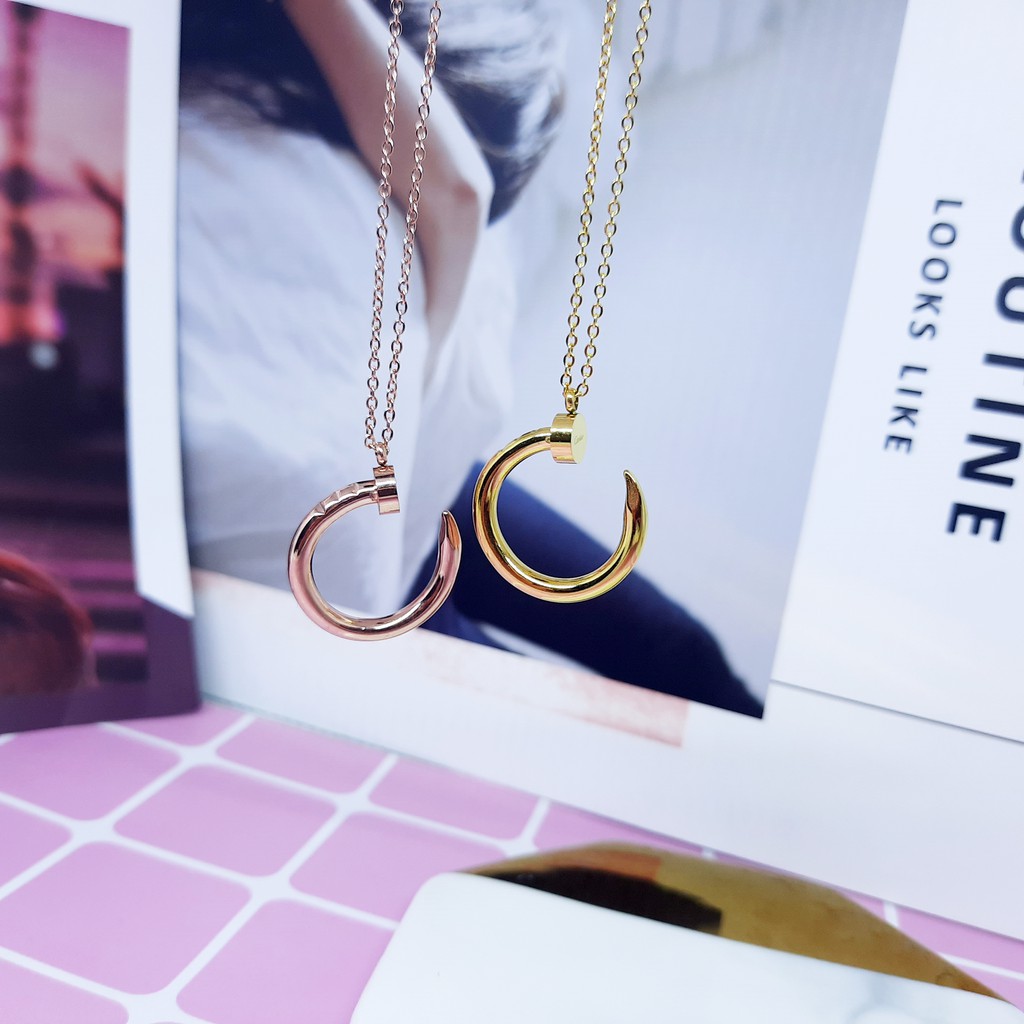 Kalung Titanium Fashion Korea Paku Gold Rosegold - BN429