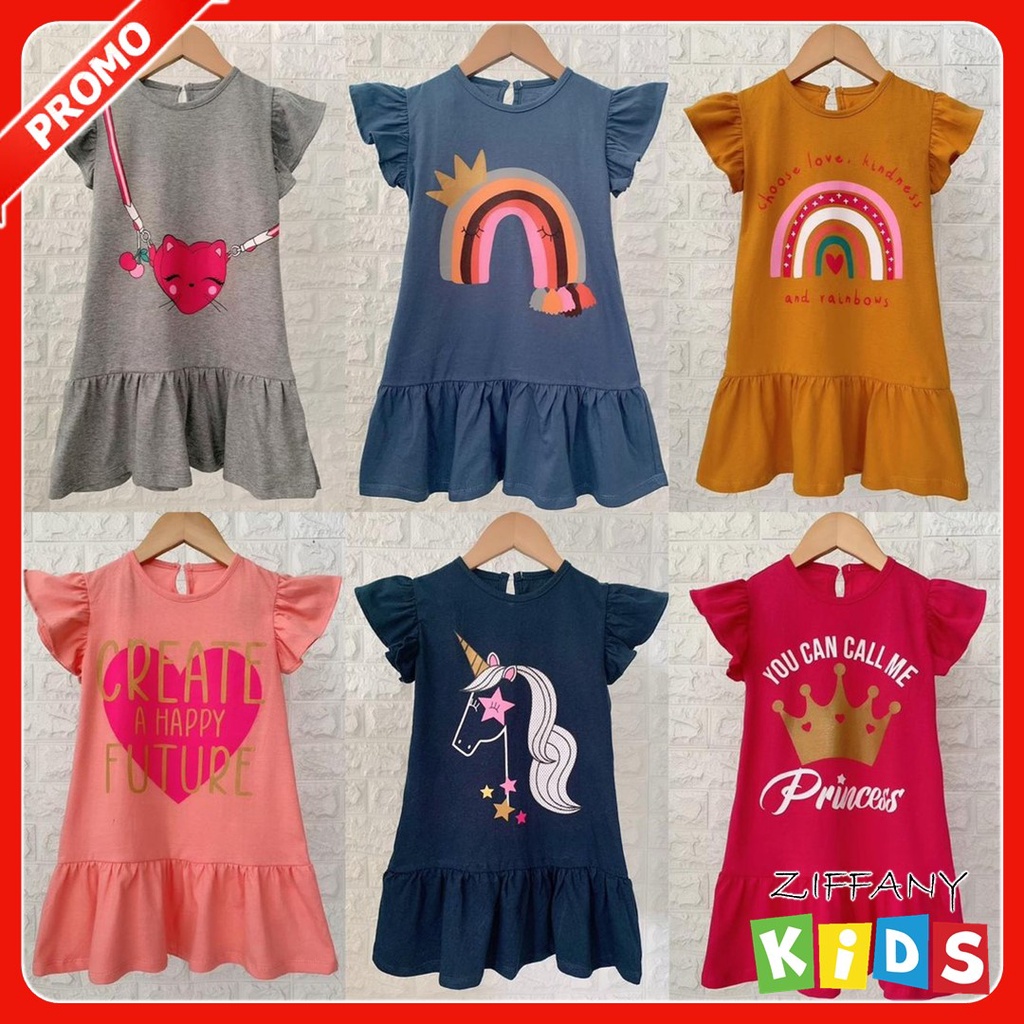 Dress Dres Daster Pakaian Anak Perempuan Cewek Usia Umur 1 2 3 4 5 Tahun Terbaru Bahan Katun Motif