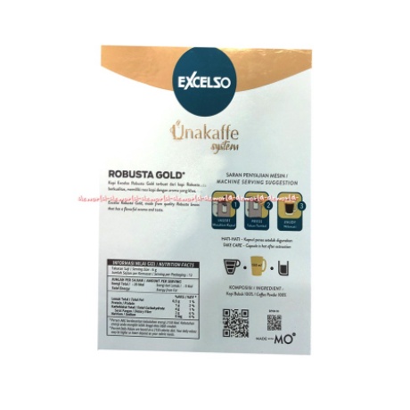 Excelso Unakaffe System Robusta Gold 12pcs Kopi Robusta Kapsul Ekselso Exselso Una Kaffe Unakafe