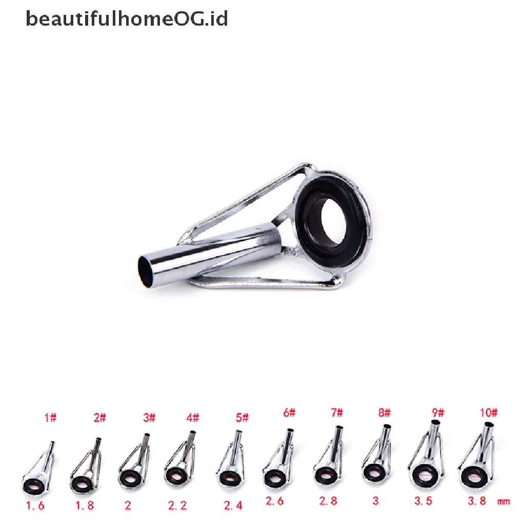 80pcs Ring Guide Joran Pancing 10 Ukuran Bahan Baja Warna Hitam