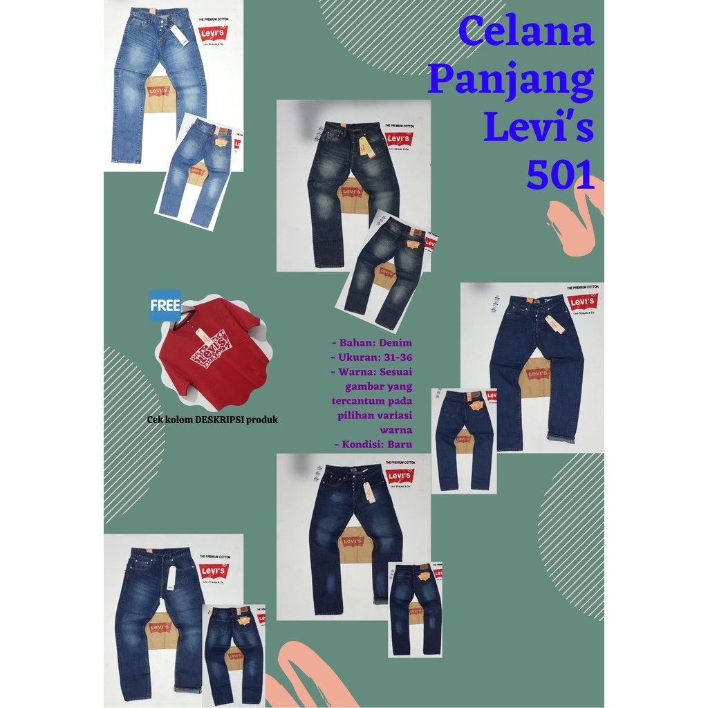 Celana Panjang Jeans Levi's 501 USA, 31-36 Original