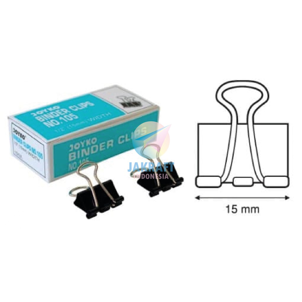 

(12 Pcs) Binder Clip Clips Klip Kertas JOYKO No.105 (15 mm) 0.5" Kecil