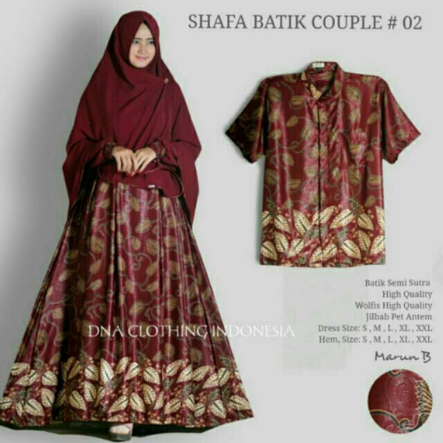 SHAFA BATIK COUPLE 02 COUPLE BATIK ORI DNA CLOTHING GAMIS BATIK COUPLE COUPLE BATIK SYARI