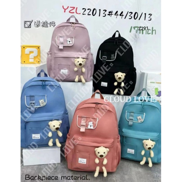 tas ransel bear Korea anak kode A1706/ 22013/A2005 import anak perempuan SD SMP bahan kanvas parasut ransel jinjing handbags