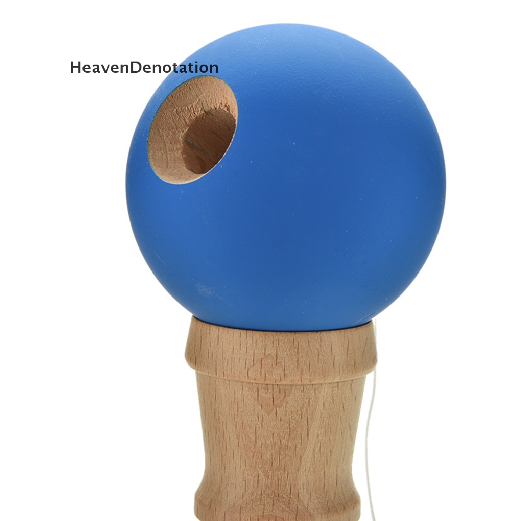 (Heavendenotation) 1pc Kendama Mainan Tradisional Jepang Bola Karet Bahan Kayu