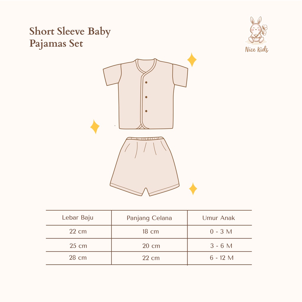 Nice Kids - Short Sleeve Baby Pajamas Set Baju Celana Bayi Lengan Pendek - (Piyama Anak Bayi/Setelan Anak Bayi)