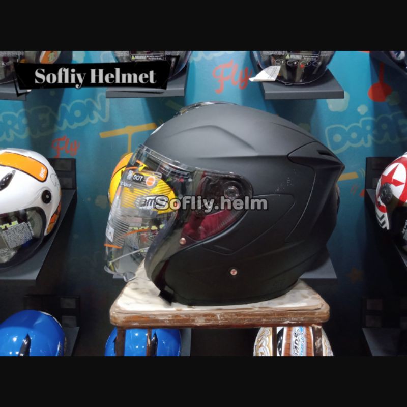 HELM INK DYNAMIC BLACK DOFF HALF FACE HELM DYNAMIC POLOS HITAM DOP