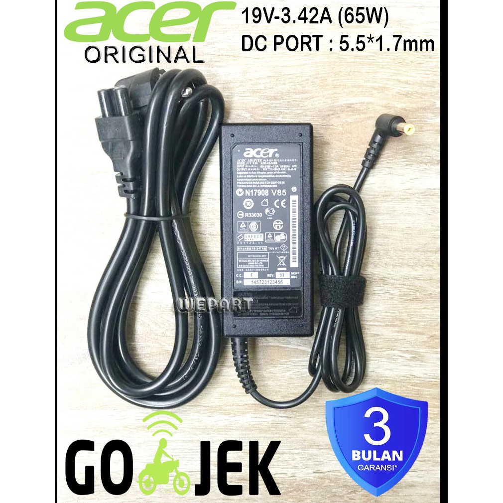 Charger Adaptor Laptop acer Aspire Travelmate 19v 3.42A 65w (5.5*1.7) Original