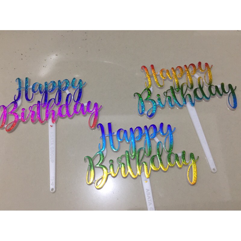 Topper Tulisan Happy Birthday Warna Warni Pelangi 1 pcs