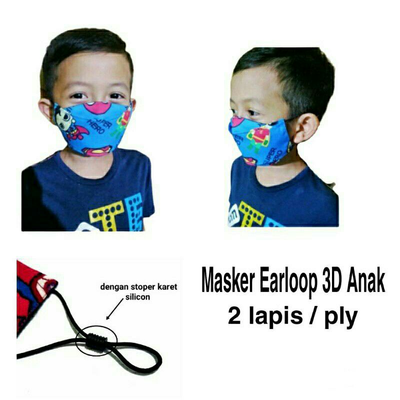 Masker 3D EVO ANAK / 2 Ply NEW MODEL Breathable 2021/Cocok untuk Anak 5-11 thn