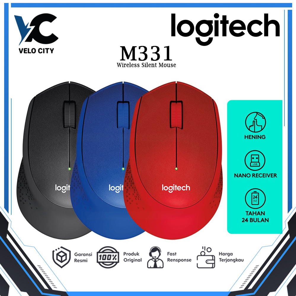 Mouse Wireless Silent  Logitech M331 Original Garansi 1 Tahun