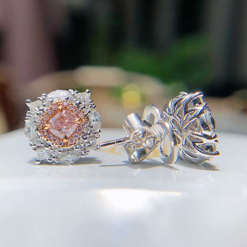 Fashion Inlaid Pink Diamond Vintage Luxury Ear Studs Earrings