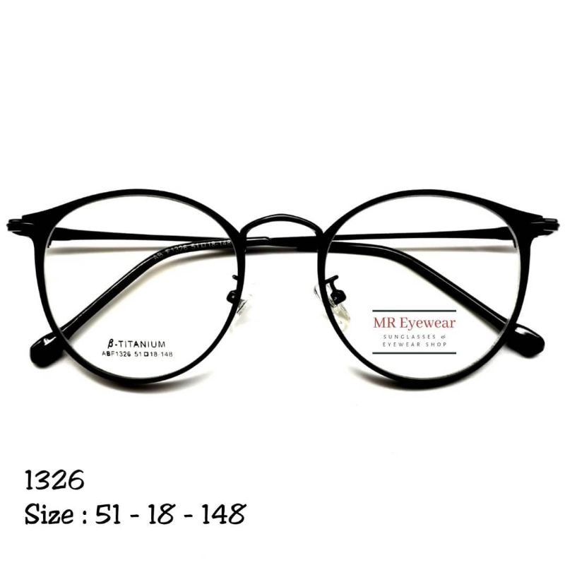 Frame Kacamata Bulat Besi 1326 (Photochromic, Blueray, Bluechromic, Essilor)