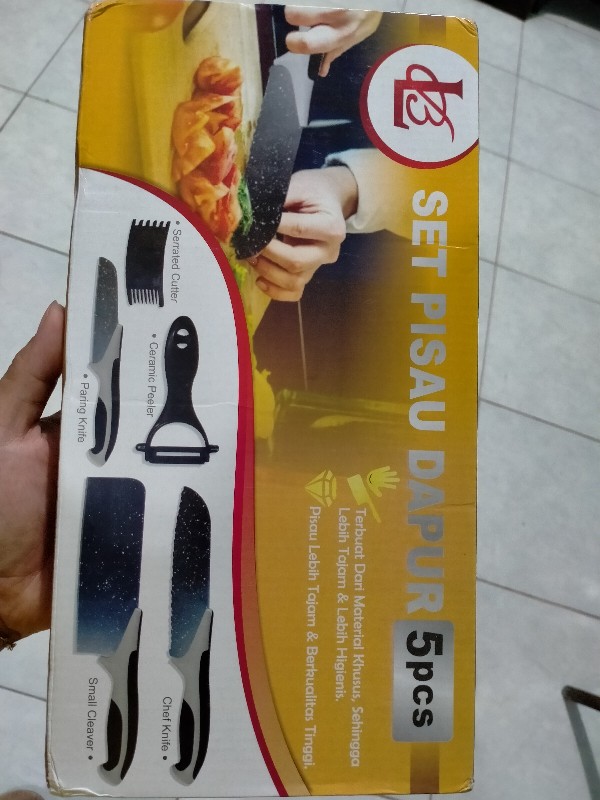 Gos-pisau Set 5 In 1 Keramik J13 / Pisau Set Keramik Dengan Kardus