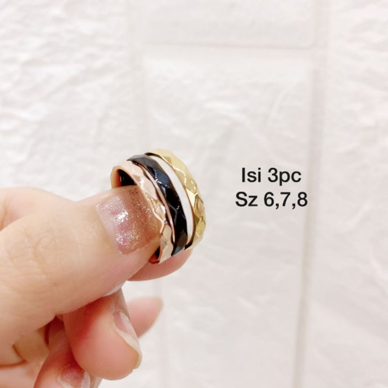 Cincin Titanium Asli Rosegold isi 3pc Premium Quality Anti karat anti alergi Stainless steel ori Tc02