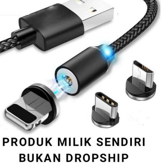KO7✽ KABEL CHARGER HP MAGNET - DAPAT 3 PLUG -UNTUK XIAOMI SAMSUNG OPPO APPLE - ANDROID DAN IOS/RM Te