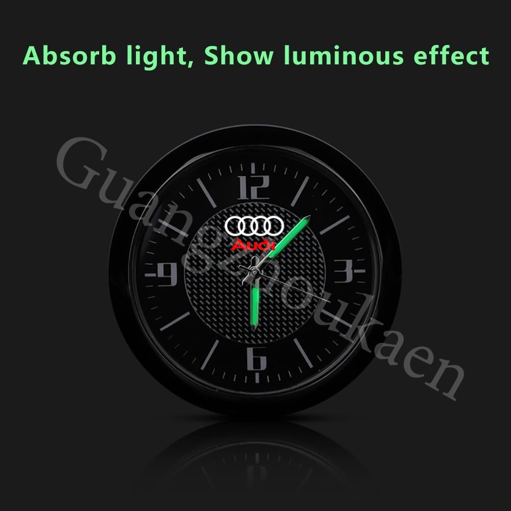 Audi Jam Mobil Mini Quartz Clock Aksesoris Interior Bercahaya Cocok untuk A3 8l A1 Q5 TT mk2 A5 A4 B7 B8 B5 A6 C7 C6 Q7 Q3 RS3