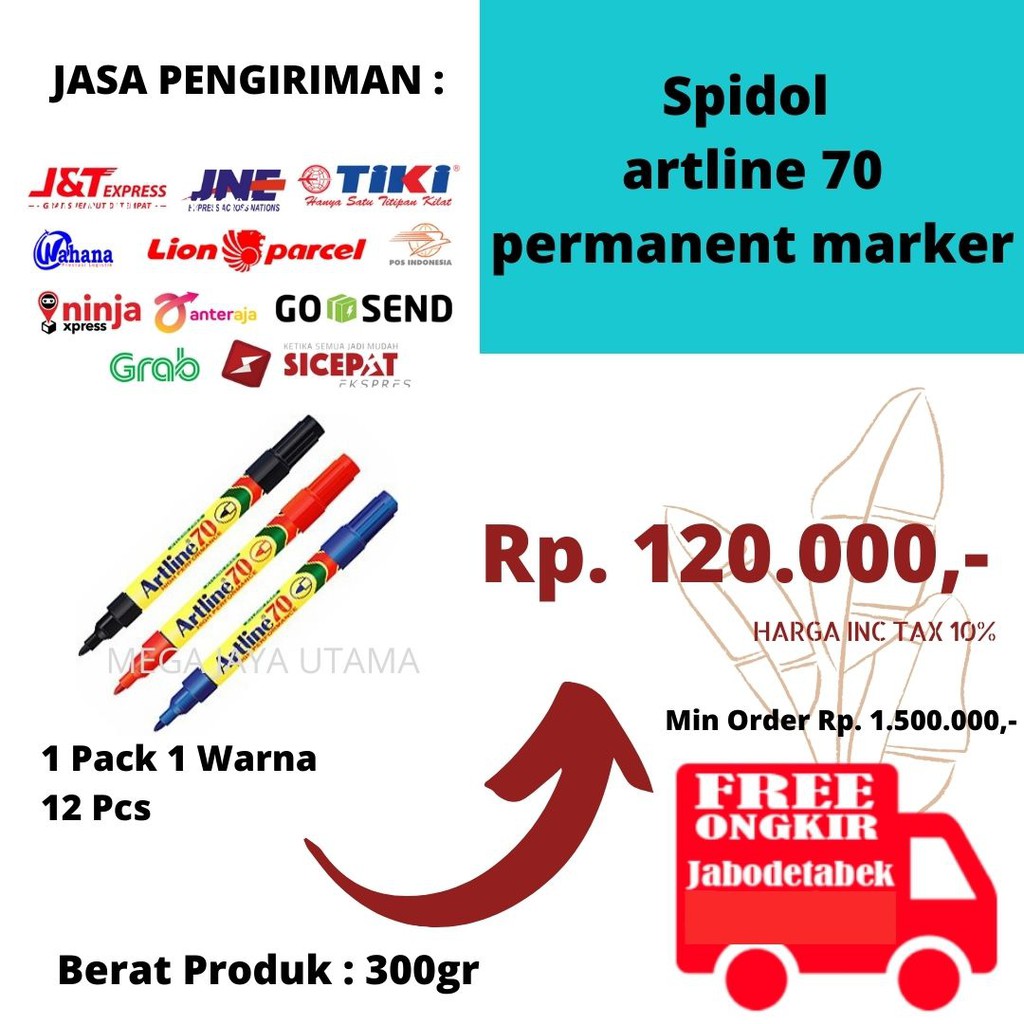 

Spidol Artline 70 Permanent Marker / Spidol Permanen 1 BOX isi 12