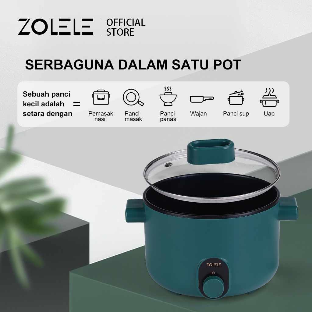 ZOLELE Panci Listrik Multifungsi 3 In 1 Electric Cooker Pot Panci Presto Penanak Nasi Cooker Magiccom Low Carbo Kecil Portable Digital Non Stick Steamer Food Cooker Fry Pan Kukus Deep Fryer Steamer ZC002