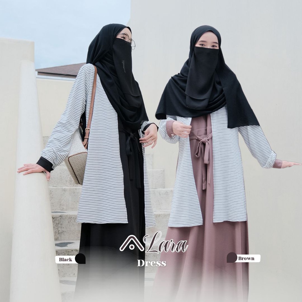 Alara Dress Casual Semi Outer | gamis dilengkapi cardigan l Khumaz
