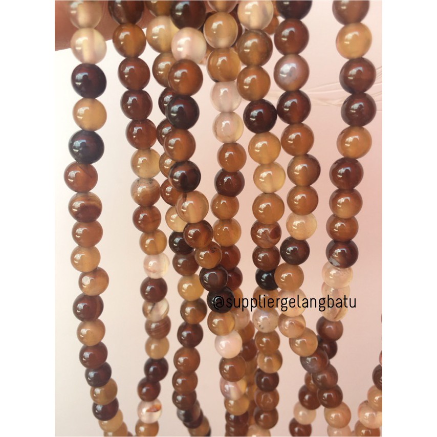 Bead Carnelian Brown Natural Stone Batu Perhiasan Fashion 8mm Coklat Bacan Renteng Natural Akik alam