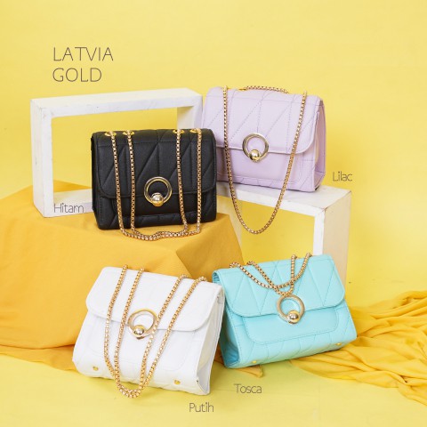 LATVIA GOLD  TAS WANITA TERMURAH FASHION BAG TAS LUCU SELEMPANG VINTAGE BAG TAS SELEMPANG WANITA TAS