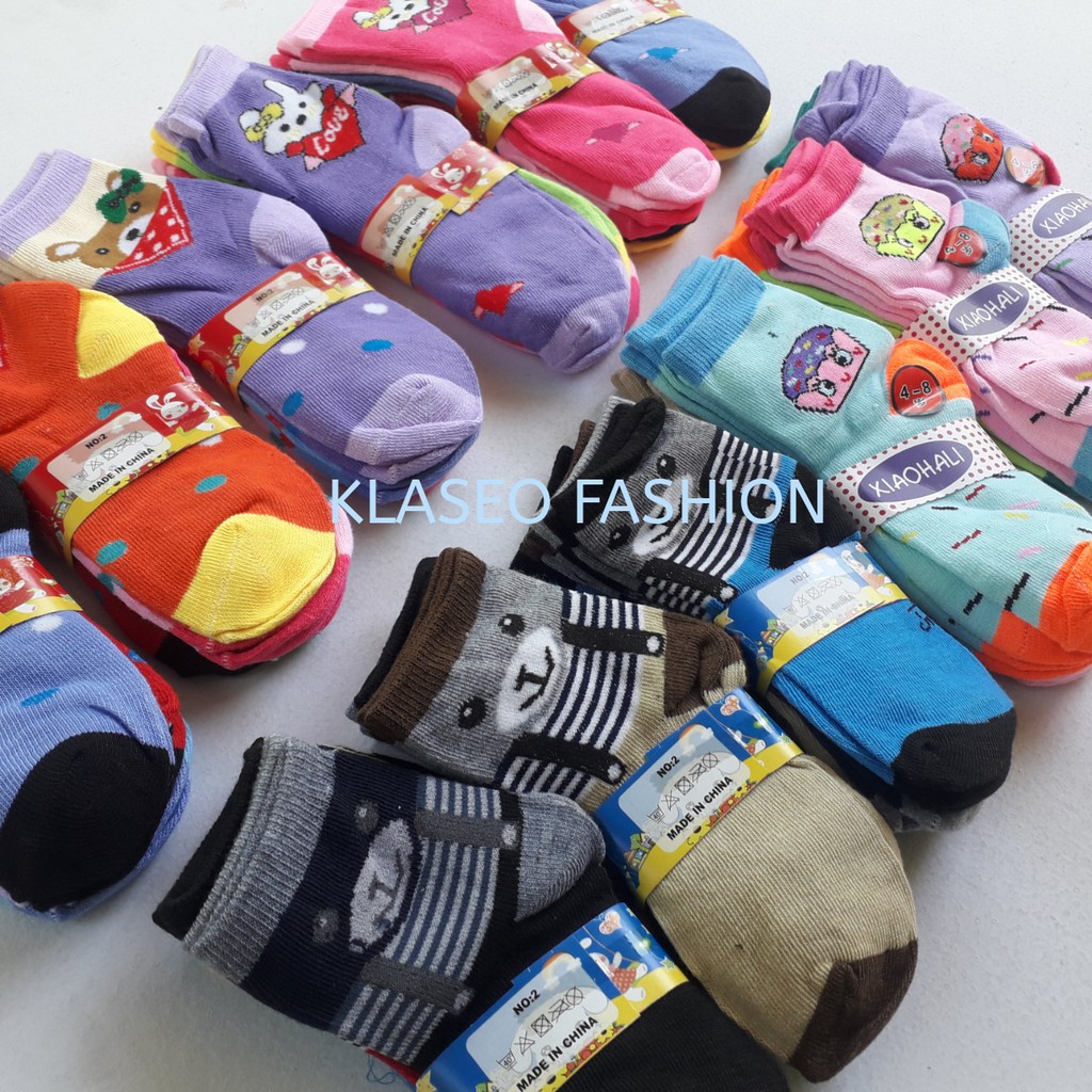 Kaos Kaki Anak Isi 4 Pasang Laki Laki Perempuan Cowok Cewek Usia 1, 2, 3, 4, 5, 6 Tahun Bayi Paud TK