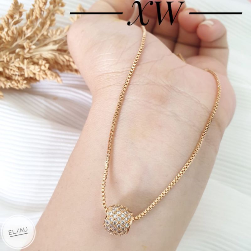 Kalung Fashion Rhodium bola Zircon K02042